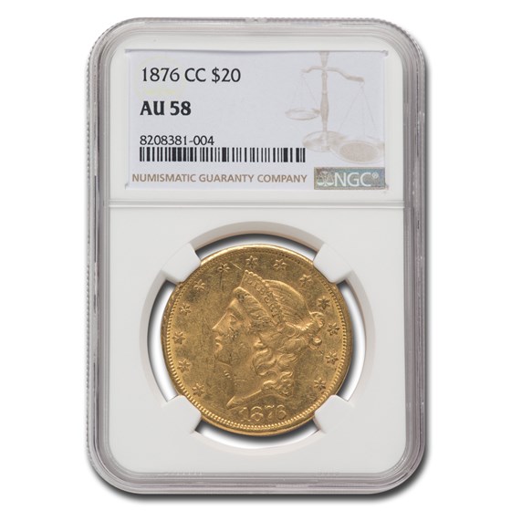 1876-CC $20 Liberty Gold Double Eagle AU-58 NGC 1876-CC $20 Liberty Gold Double Eagle AU-58 NGC